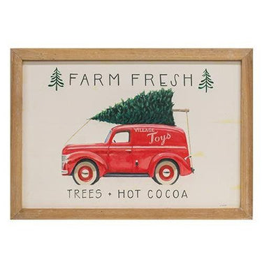Village Toys Farm Fresh Christmas Trees Wood Sign - The Fox Decor